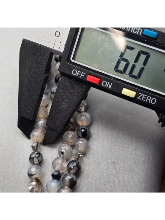 Multi-Strand Dragon Vein Agate Beaded Necklace 16" 925 Silver Clasp Undyed - Picture 10 of 13